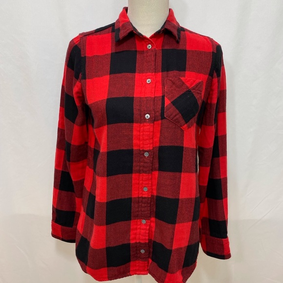 J. Crew Tops - J.Crew Lined Flannel Button Up Shirt Red Plaid